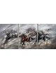 πίνακας ζωγραφικής τρίπτυχο 70*100 εκ.* 3 τμχ. άλογα στο ποτάμι 158